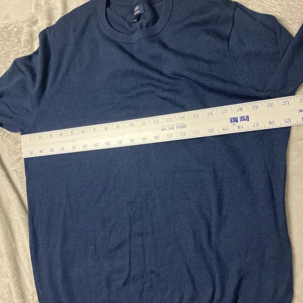 J‎ Crew Merino Blend Sweater Mens L Blue Minimal Preppy Classic Crewneck CL440